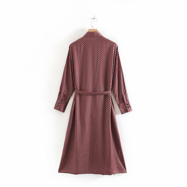 Vestido Largo Estilo Camisa de Manga Larga