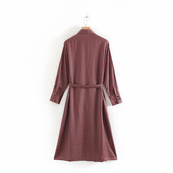 Vestido Largo Estilo Camisa de Manga Larga