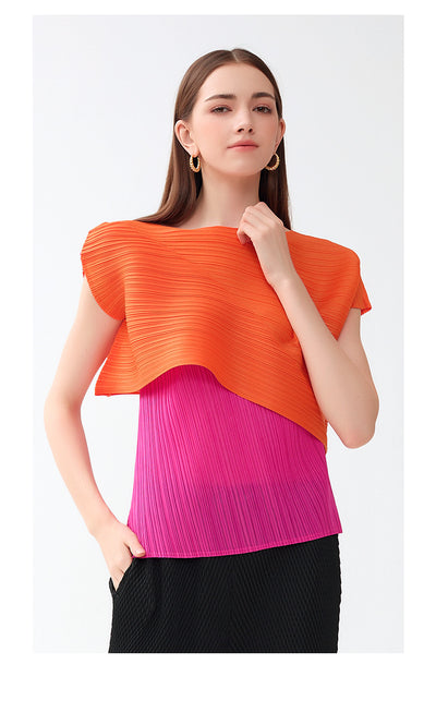 Blusa de Moda Asimétrica con Combinación de Colores para Primavera y Otoño - Image 15