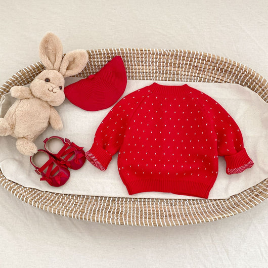 Cardigan Tejido Jacquard Rojo para Niña - Abrigo Elegante Otoño - Image 35