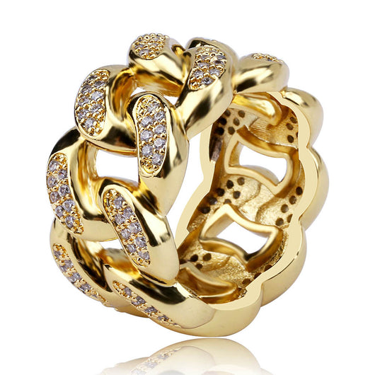 Anillo Cuban Link Dorado Hip Hop Ice Cube para Hombre - Image 10
