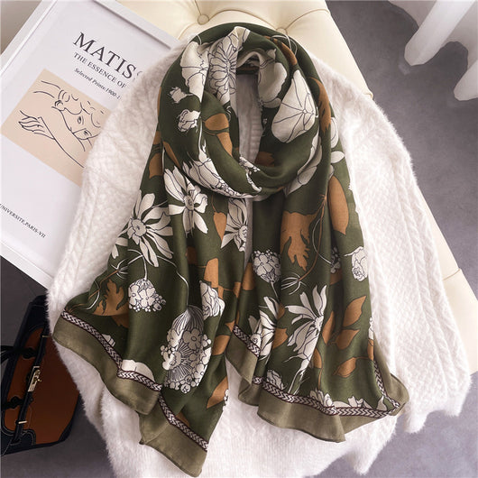 Chal Floral Elegante en Algodón y Lino - Image 13