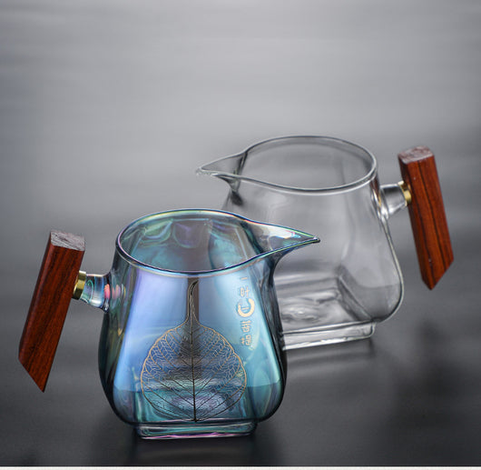 Jarra Dispensadora de Té Bodhi con Asa de Madera y Cristal Transparente