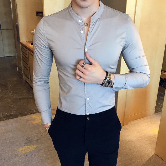 Camisa Manga Larga con Cuello Mao para Hombre - Image 12