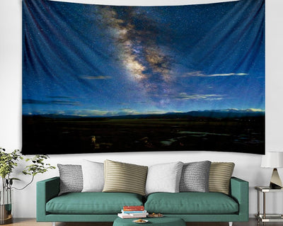 Vibrant psychedelic tapestry with a central sun, moons, and stars in neon pink, blue, yellow, and green. - Image 6