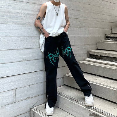 Jeans Sueltos Bordados con Cierre Estilo Hip-Hop Urbano - Image 8