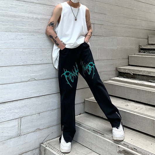 Jeans Sueltos Bordados con Cierre Estilo Hip-Hop Urbano - Image 8