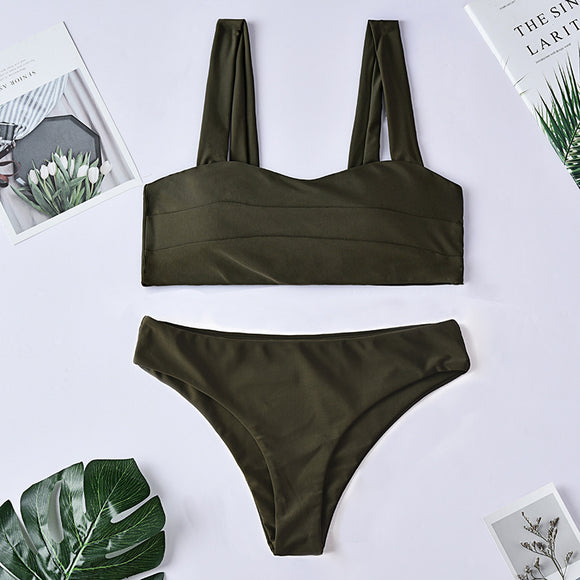Traje de Baño Mujer con Escote Asimétrico en Colores Sólidos