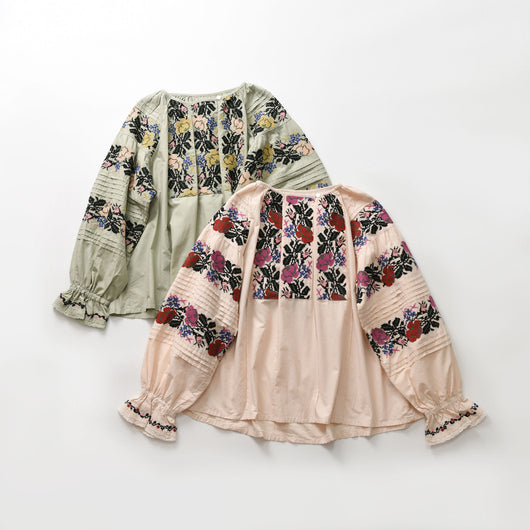 Blusa Casual de Algodón para Mujer con Cuello Redondo y Manga Larga