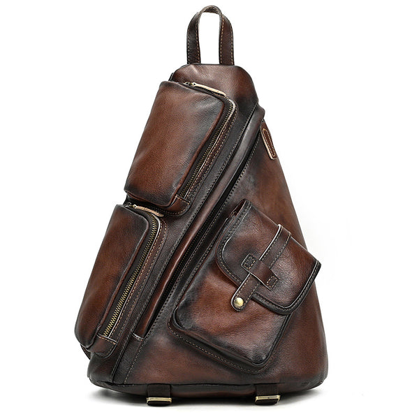 Bolso Vintage de Cuero Curtido al Natural - Gran Capacidad