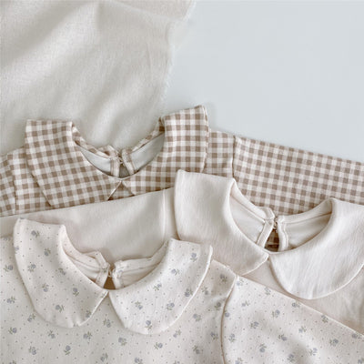 Blusa Infantil a Cuadros con Detalle Floral para Niña - Image 19