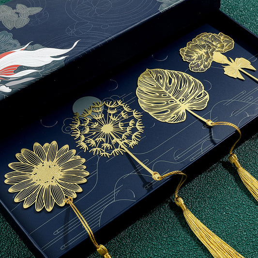 Marcapáginas Artístico de Hoja Vegetal Calado - Diseño Clásico Antiguo Cuatro Estaciones - Image 2