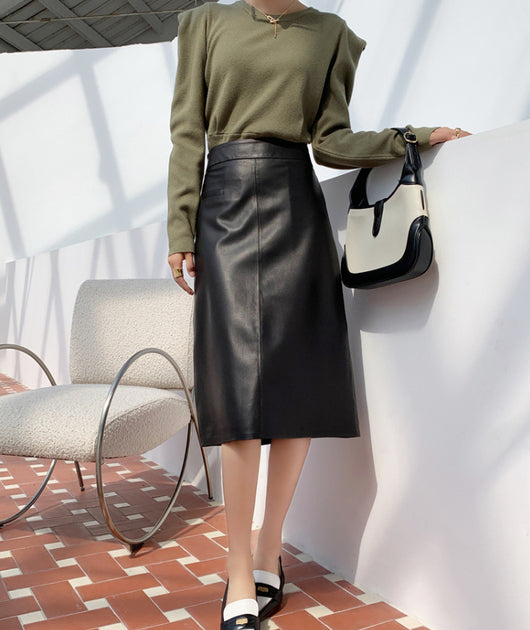 Falda de Cuero Cintura Alta Elegante Efecto Adelgazante - Image 13
