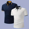 Camisa Manga Corta Hombre con Cuello Bicolor Azul y Rosa