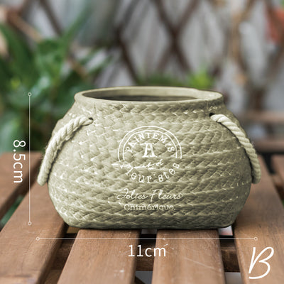 Maceta de Cerámica con Bolsillo Tejido - Image 7