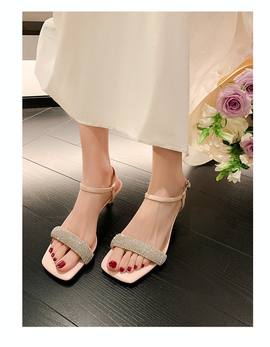 Sandalias Elegantes de Tacón Cuadrado con Strass y Punta Abierta - Image 7