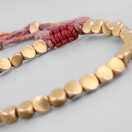 Pulsera Tibetana Budista Trenzada con Cuentas de Cobre - Brazalete de Cuerda de la Suerte - Image 4