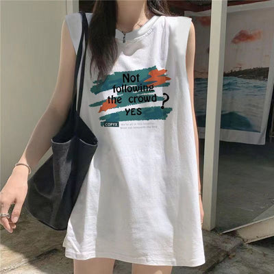 Playera sin Mangas con Letras Estampadas Oversize - Image 7