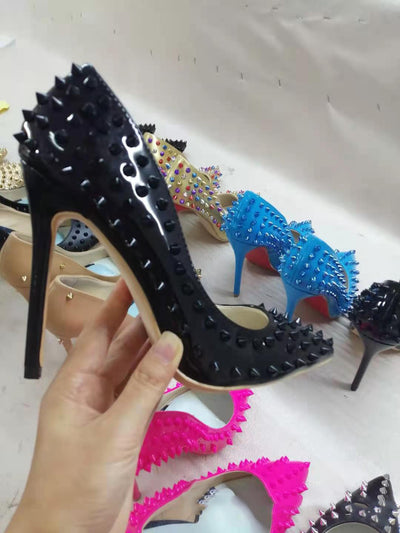 Tacones Altos Puntiagudos con Remaches para Mujer - Image 13