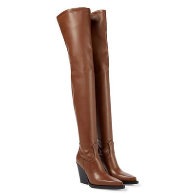 Botas de Cuero Elástico con Tacón Alto para Mujer - Image 10