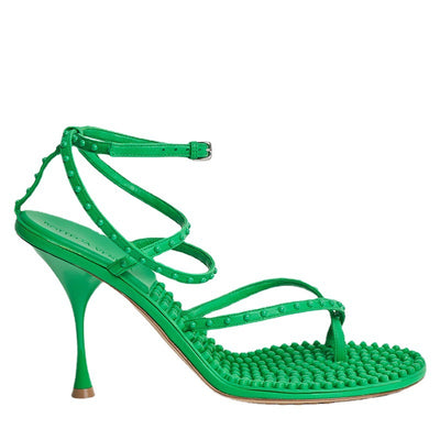 Sandalias Tacón Verde Estilo Flip Flop