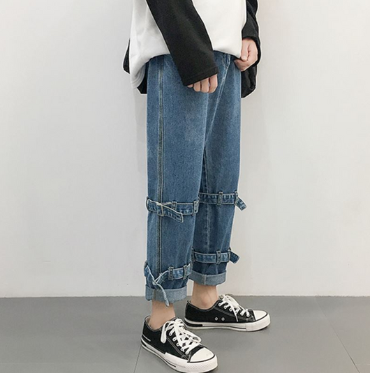 Pantalones Cargo Jeans Holgados Estilo Street Hip Hop - Tendencia Urbana Coreana