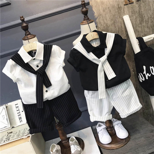 Conjunto Infantil de Rayas Casual Versátil