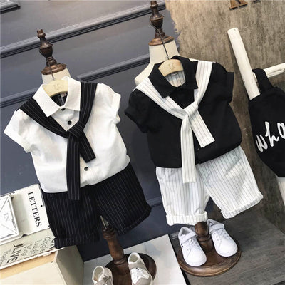 Conjunto Infantil de Rayas Casual Versátil