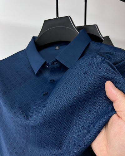 Polo Elegante de Seda de Hielo Manga Corta para Hombre - Diseño Cuadros Verano - Image 11