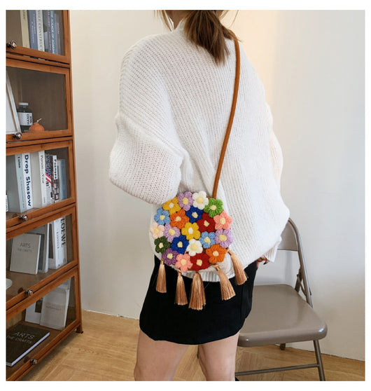 Bolsa Redonda Étnica Esponjosa para Mujer - Diseño Floral 2025 - Image 20