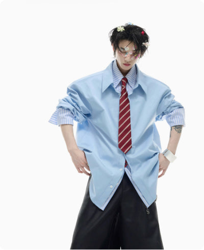 Camisa de Hombre con Parches Contrastantes y Rayas - Image 19