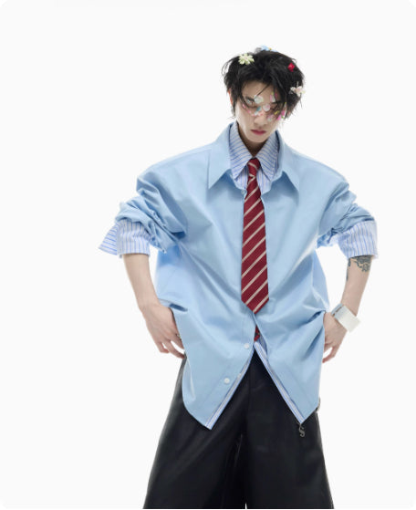 Camisa de Hombre con Parches Contrastantes y Rayas - Image 19