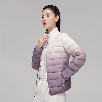 Chaqueta Acolchada Mujer Degradado Cuello Alto Elegante - Image 4