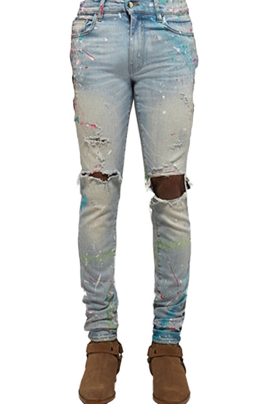 Pantalones Slim Fit con Cierre y Detalles Rotos - Unisex