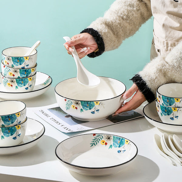 Juego de Vajilla Bone China con Diseño Floral