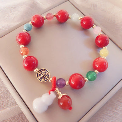 Pulsera de Jade Vintage Estilo Tibetano Étnico con Calabaza y Calcedonia - Image 9