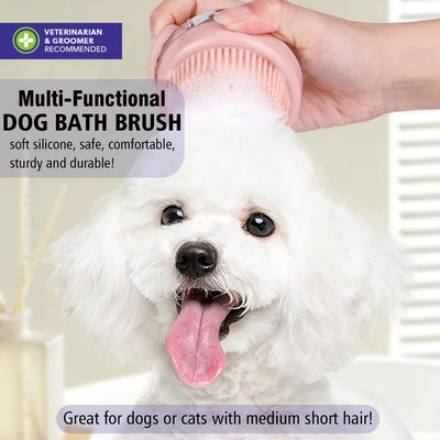 Cepillo para Perros de Silicona Suave con Dispensador de Jabón - Rosa - Image 11