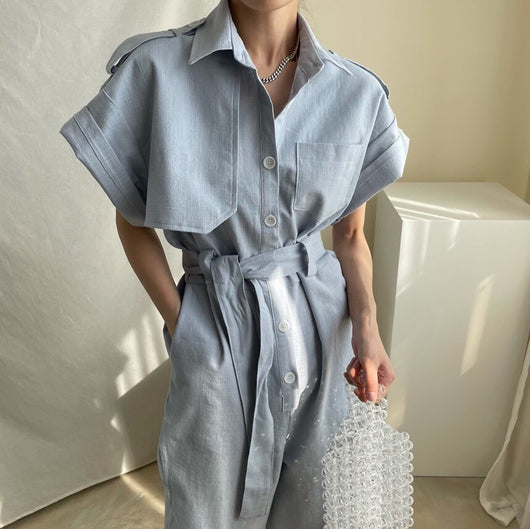 Jumpsuit de Trabajo Elegante con Cintura Ajustable y Múltiples Bolsillos - Image 14