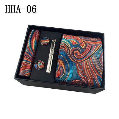 Set de Corbata Paisley con Clip y Caja de Regalo - Corbata Negra Elegante para Negocios - Image 11