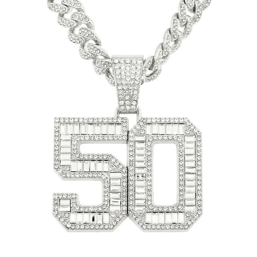 Collar Colgante Número 50 con Diamantes Completos para Hombre - Image 7