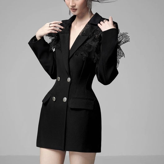 Vestido Sastre Ajustado con Diseño 3D y Cintura Marcada - Image 3