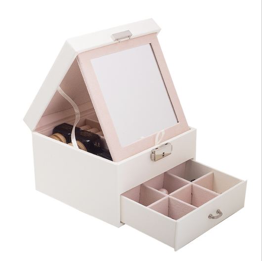 Caja Joyero Doble de Cuero PU Europeo - Organizador Elegante para Joyas - Image 6