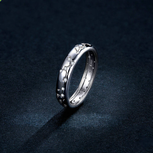 Anillo de Plata 925 Estrella y Luna Brillante Platinado - Image 10
