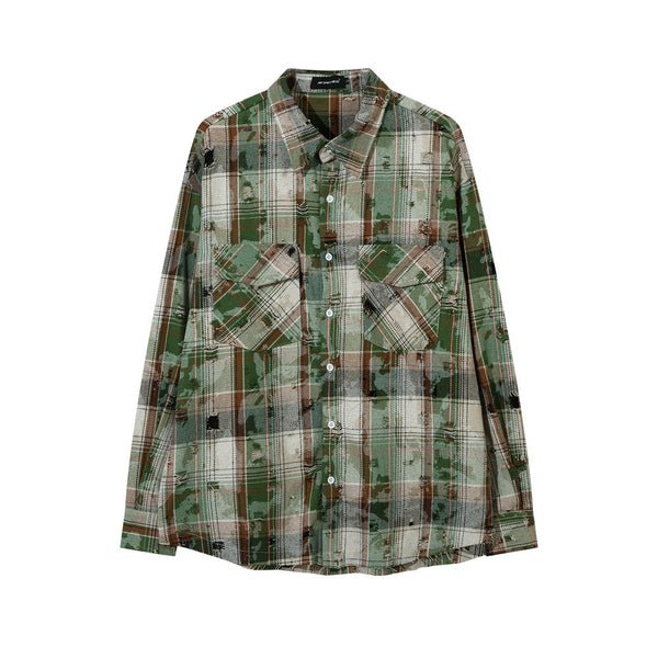 Camisa a Cuadros Suelta de Manga Larga para Hombre - Image 3