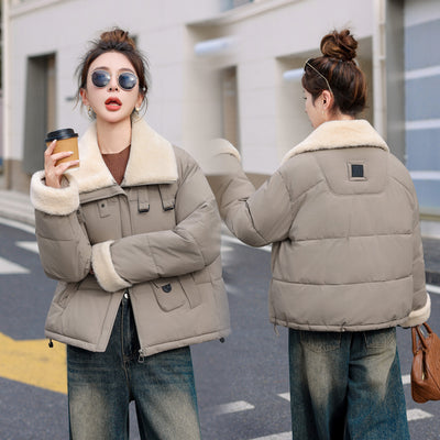 Abrigo de Lana Cordero Estilo Coreano con Solapa Grande - Image 4