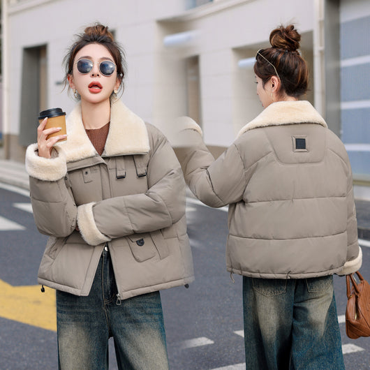 Abrigo de Lana Cordero Estilo Coreano con Solapa Grande - Image 4