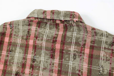 Camisa Tie-Dye Cuadros Manga Larga para Hombre - Image 9