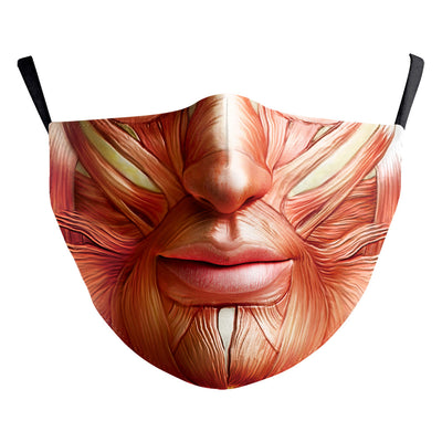 Black ear hook dust mask with white spiderweb pattern and small red spiders, perfect for Halloween. - Image 4