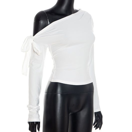 Playera Asimétrica con Nudo Torcido y Hombro Único - Image 9
