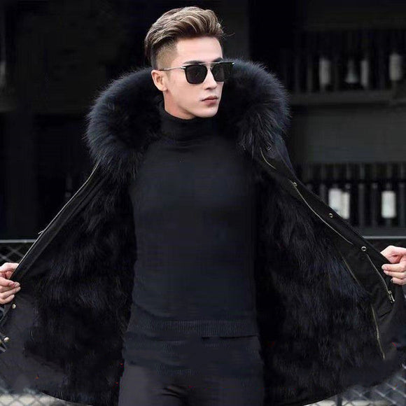 Chaqueta de Cuero para Hombre - Abrigo Otoño Invierno Largo